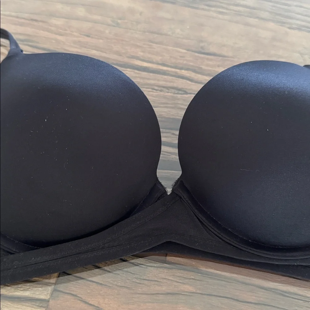 Victoria's Secret Very Sexy Black Satin Caged Mesh Double-Strap Push up Bra 36B